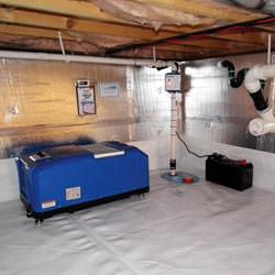 a crawl space vapor barrier and insulation system installed in a home in Fayetteville 